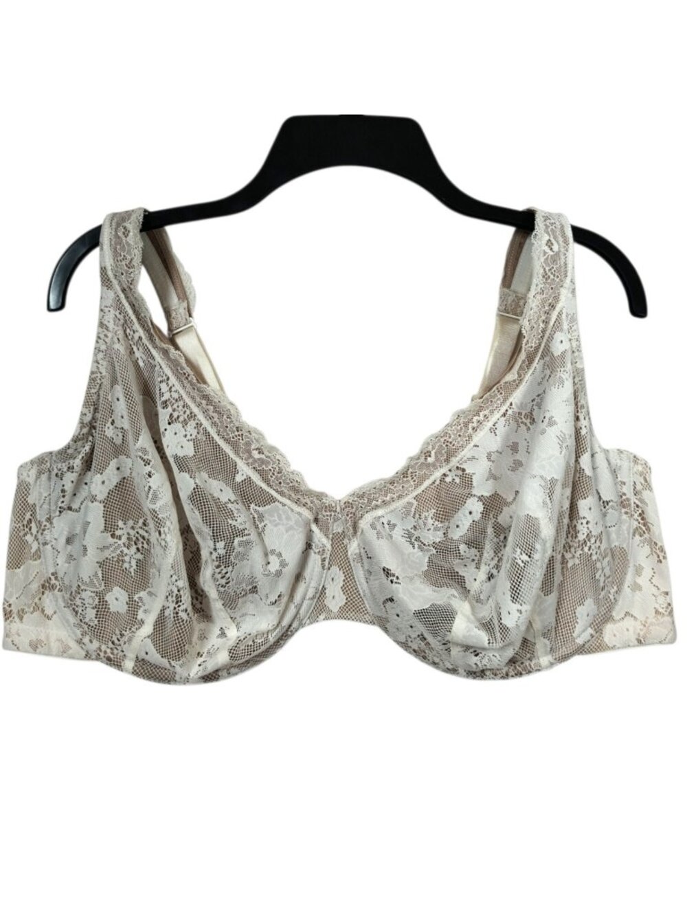 Cacique Bra 46DD Ivory Lace Underwire Full Coverage Plus Size